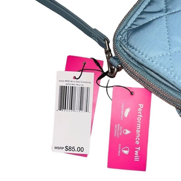 Vera Bradley Blue Oar RFID All in One Crossbody Wallet Bag Performance Twill NWT - Picture 6 of 7